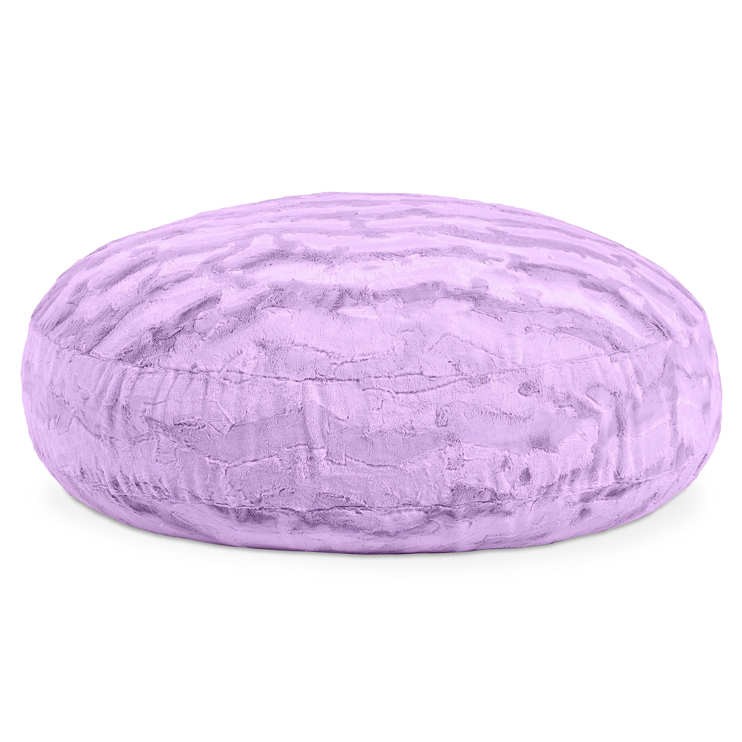 Jaxx Cocoon 4 Foot Faux Fur Bean Bag Chair - Ultra Soft Bellflower Purple, Perfect for Bedroom, Living Room, Game Room & Dorm Relaxation