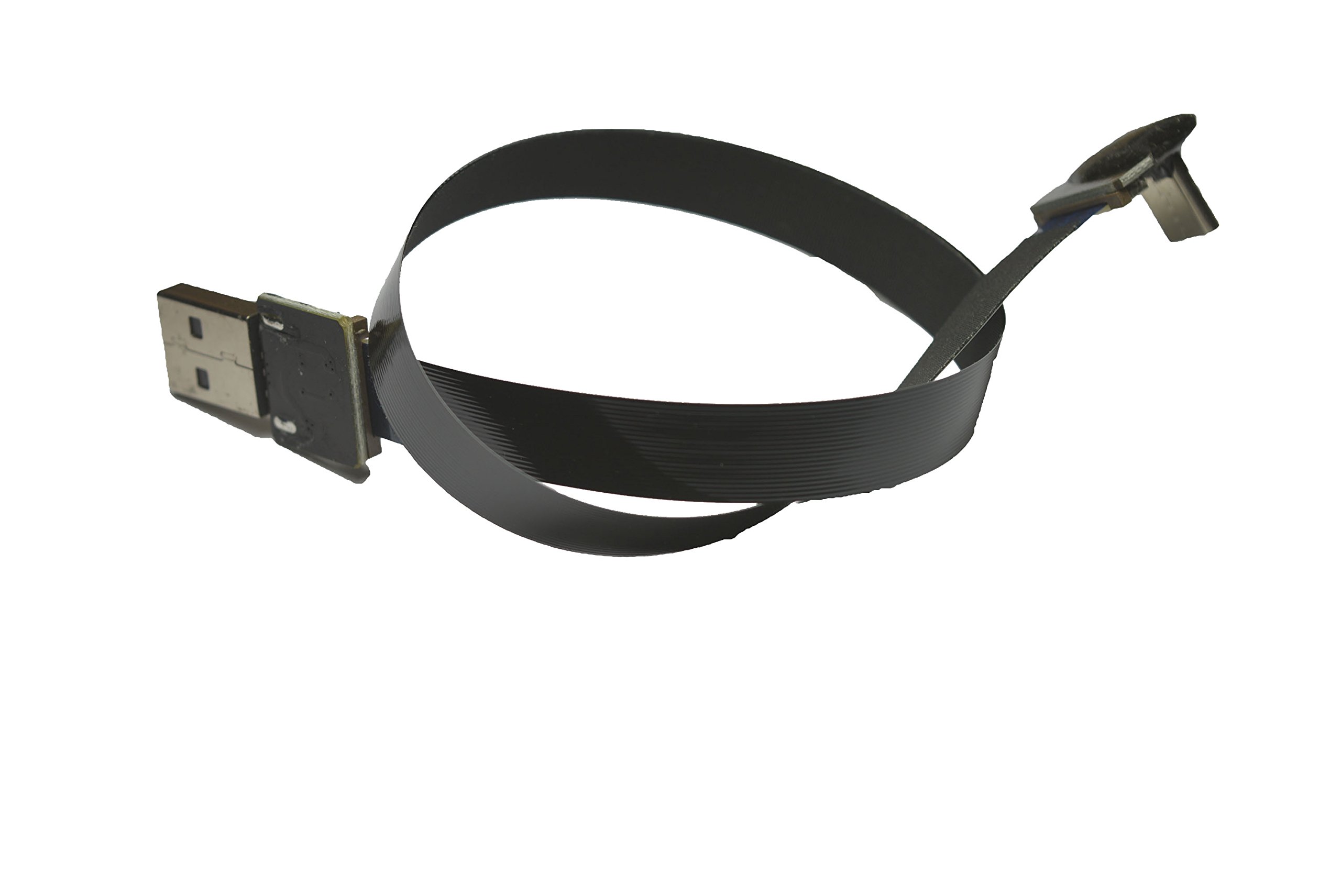 Black FFC USB C FPV Flat Slim Thin Ribbon FPC Cable - 40CM USB Type-C 90 Degree to Standard USB A for Fast Sync & Charging - Perfect for Drones, RC Models, and Mobile Devices
