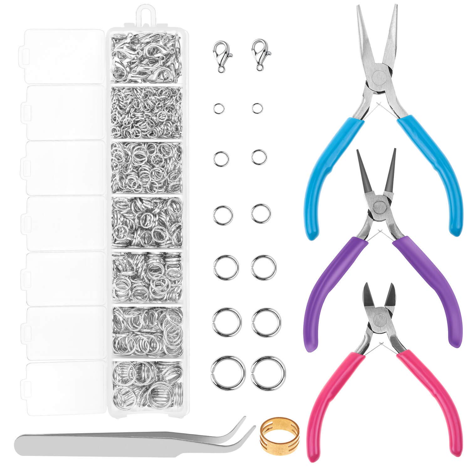 Premium Jewelry Making Kit - 1520Pcs Silver Jump Rings & 3Pcs Professional Jewelry Pliers for Earrings, Necklaces, Bracelets Repair & DIY Crafting | Perfect for Jewelers, Hobbyists & Home Jewelry Repair