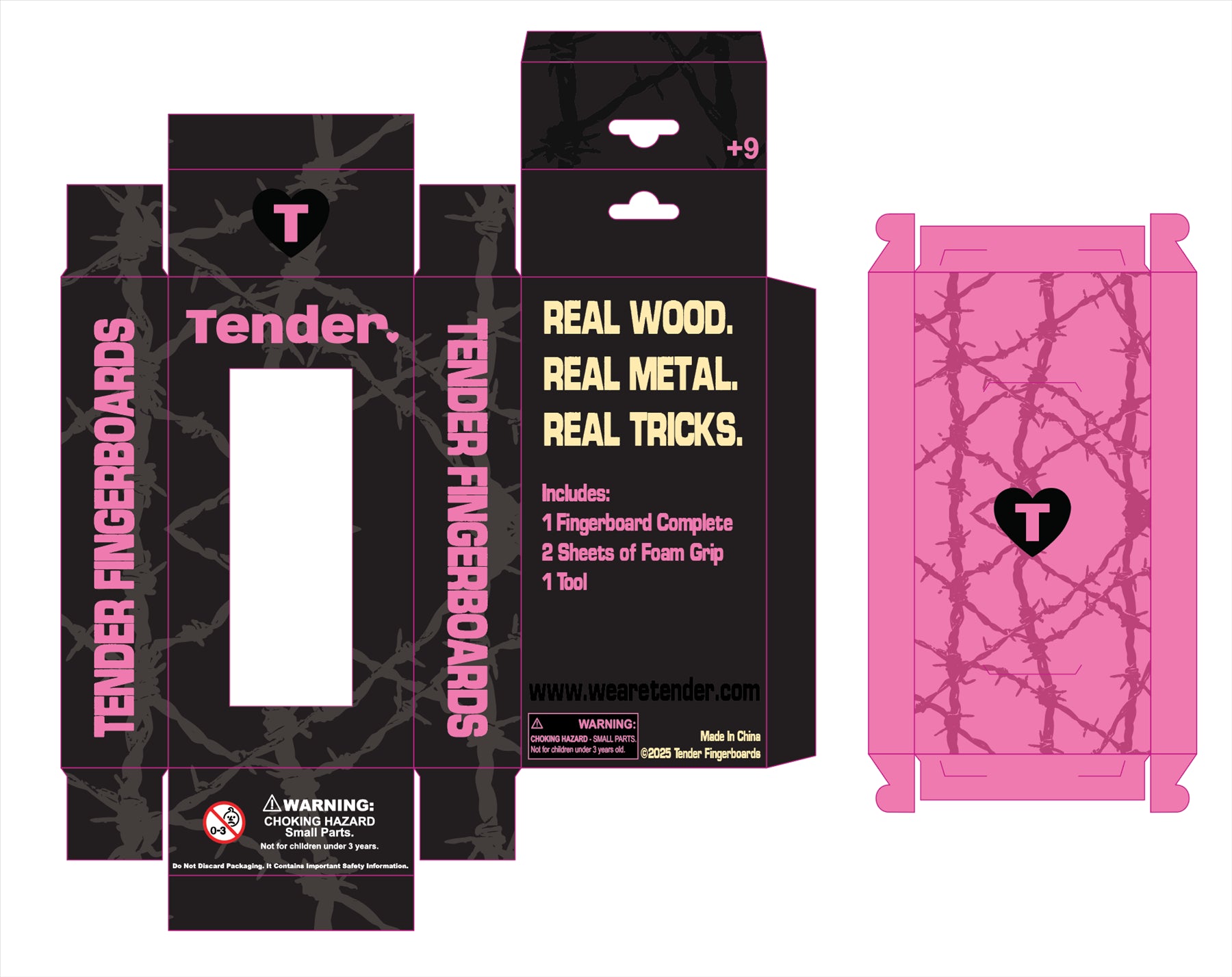 Slushcult x Tender Grom Fingerboard Complete Set - Professional Mini Skateboard for Tricks & Practice - Perfect for Indoor Skateboarding, Office Desk Fun & Fingerboard Enthusiasts