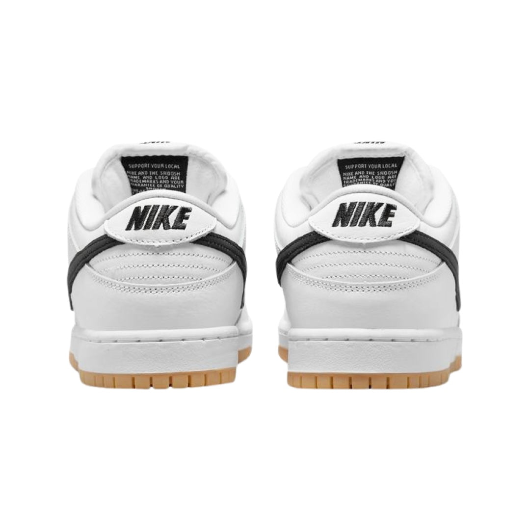 Nike SB Dunk Low Sneakers - White, Black & Light Brown Gum Sole - Skateboarding & Casual Wear Shoes for Men & Women