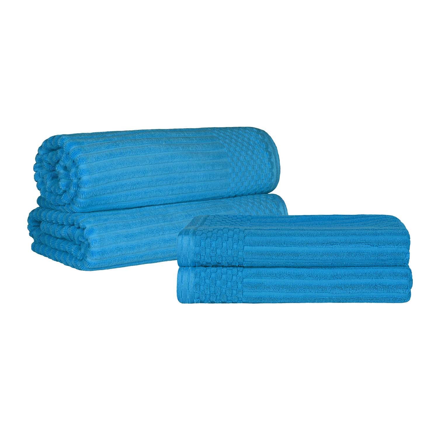 Premium Soho Ribbed Textured Cotton Bath Towel Set - Ultra Absorbent & Quick Dry - Luxury Spa & Bathroom Towels for Hotel, Home, Gym Use
