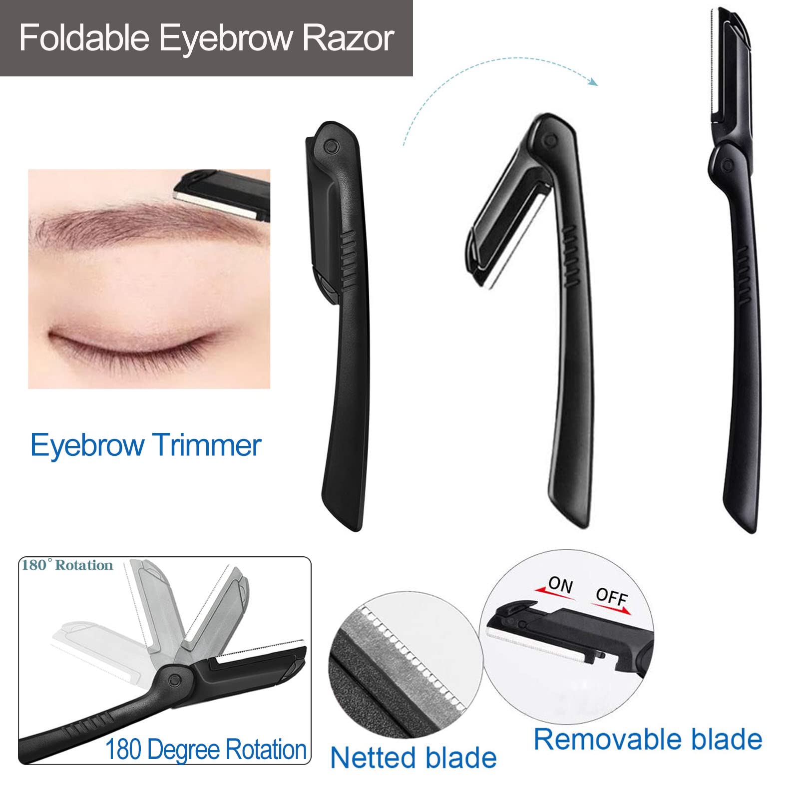 KAJUDA 5-in-1 Eyebrow Grooming Kit - Eyebrow Razor, Trimmer, Comb, Tweezers & Scissors Set for Women & Men - Perfect for Eyebrow Shaping, Eyelash Extensions & Facial Hair Removal at Home or Salon