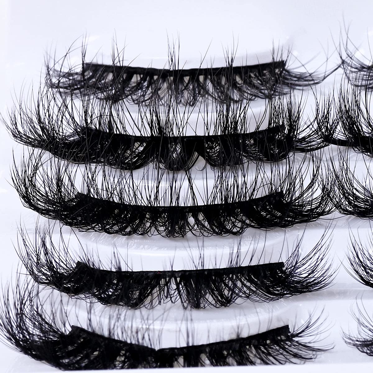 Wholesale 3D Faux Mink Eyelashes Bulk - 18mm Handmade Reusable False Lashes, 5 Styles Dramatic Fluffy Eyelash Set with Glitter (30 Pairs) - Perfect for Parties, Weddings, and Special Occasions