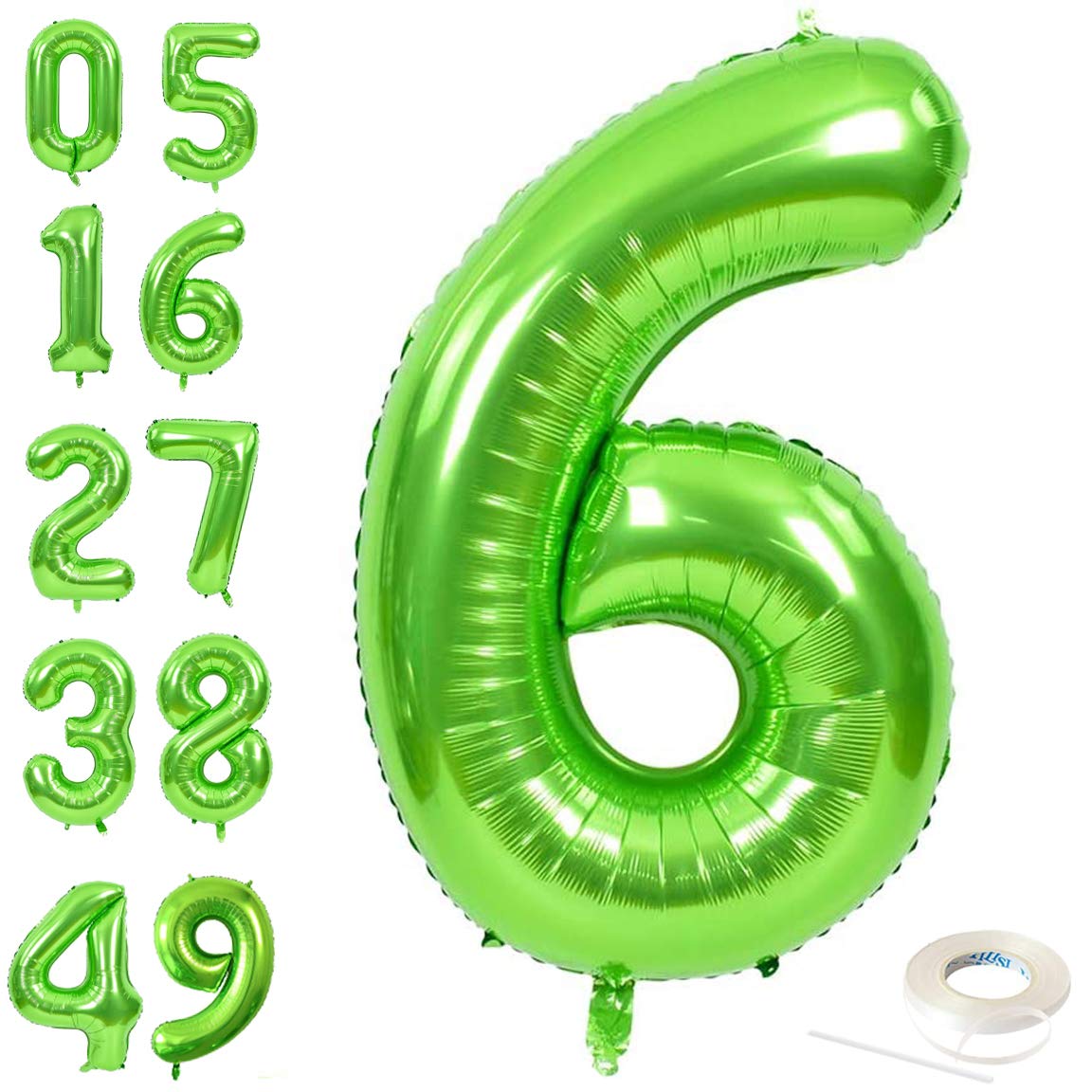 40 Inch Green Jumbo Digital 6 Number Balloons - Giant Foil Mylar Balloons for Birthday Parties, Weddings, Bridal Showers, Anniversaries & Photo Shoots - Perfect for Indoor & Outdoor Decorations (Green 6)