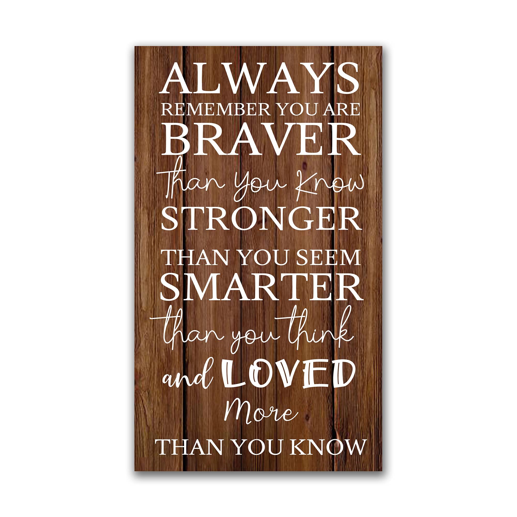 Inspirational Wooden Wall Art Sign - 'Always Remember You Are Stronger Than You Know' 12x6 Inch Wood Plaque with Motivational Quote - Perfect Gift for Women, Mother, Grandma, Sister - Home Decor, Office Inspiration, Bedroom Encouragement