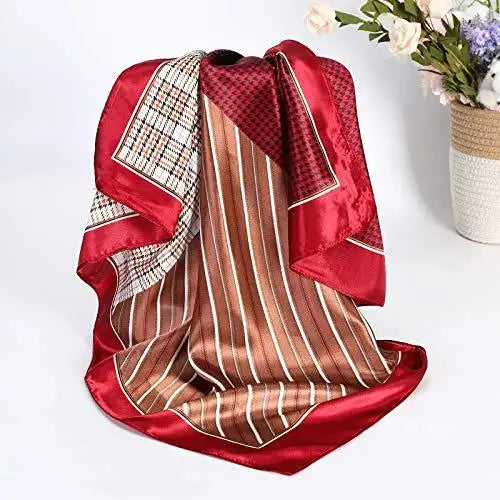4 Pack Stylish Square Scarves - Fashionable Hair Accessories & Neck Scarves for Women - Perfect for Casual Outfits, Office Wear, and Special Occasions