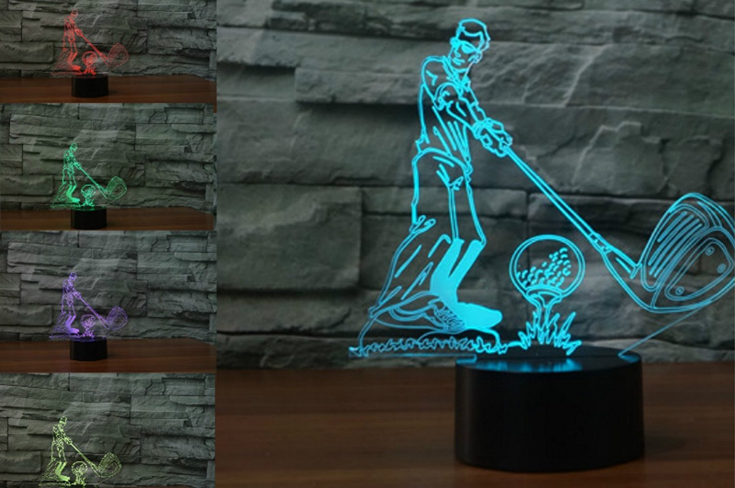 3D Golf Night Light with Touch Switch - 7 Color Changing LED Table Lamp for Desk Decor, Optical Illusion Lamp for Kids Room, Christmas Gift & Home Decoration (Perfect for Bedroom, Office, Birthday Present)
