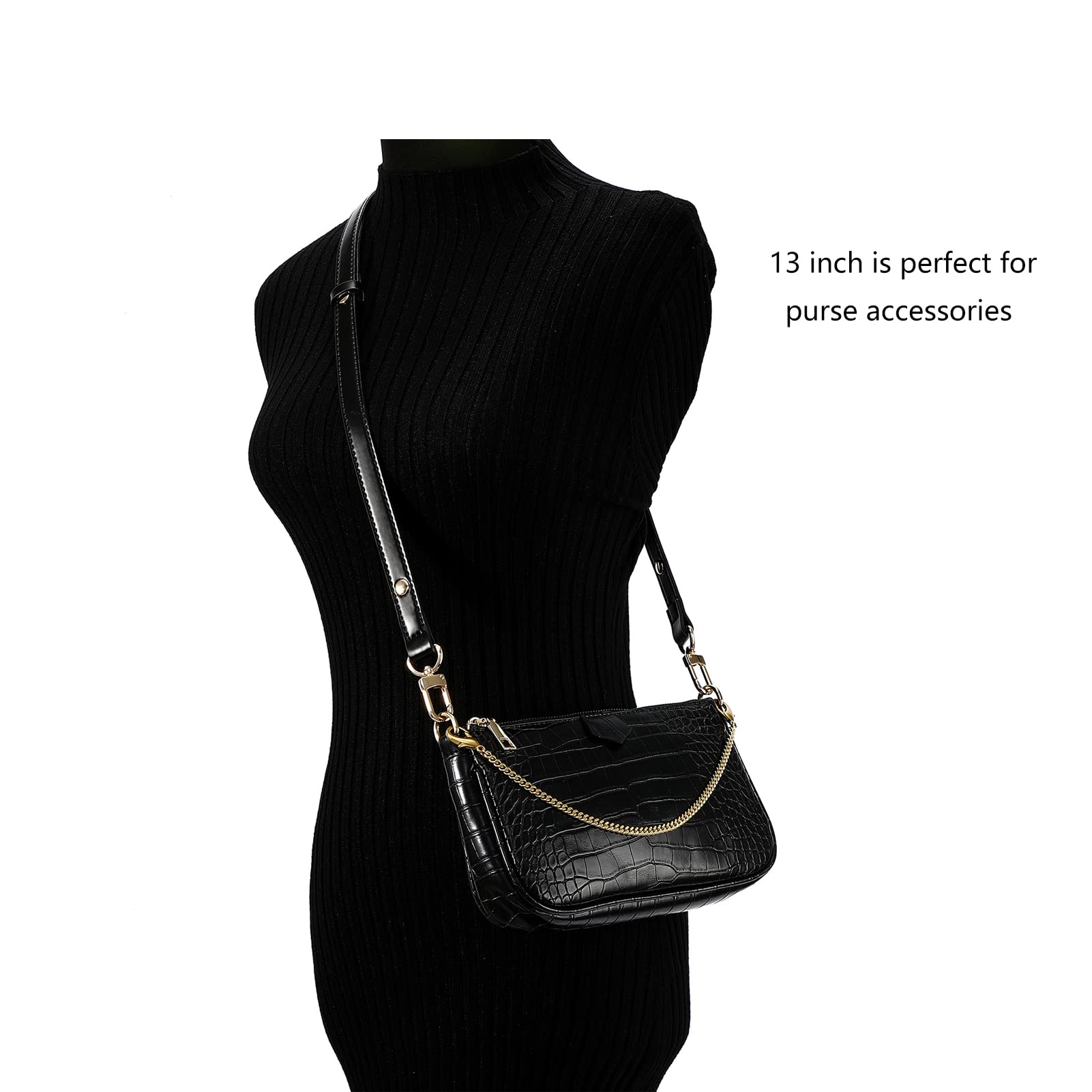 Mini Purse Chain Strap Replacement - 13 Inch Light Gold Handbag Crossbody Shoulder Strap Accessory with Charms | Perfect for Evening Bags, Clutches & Designer Purse Strap Upgrade