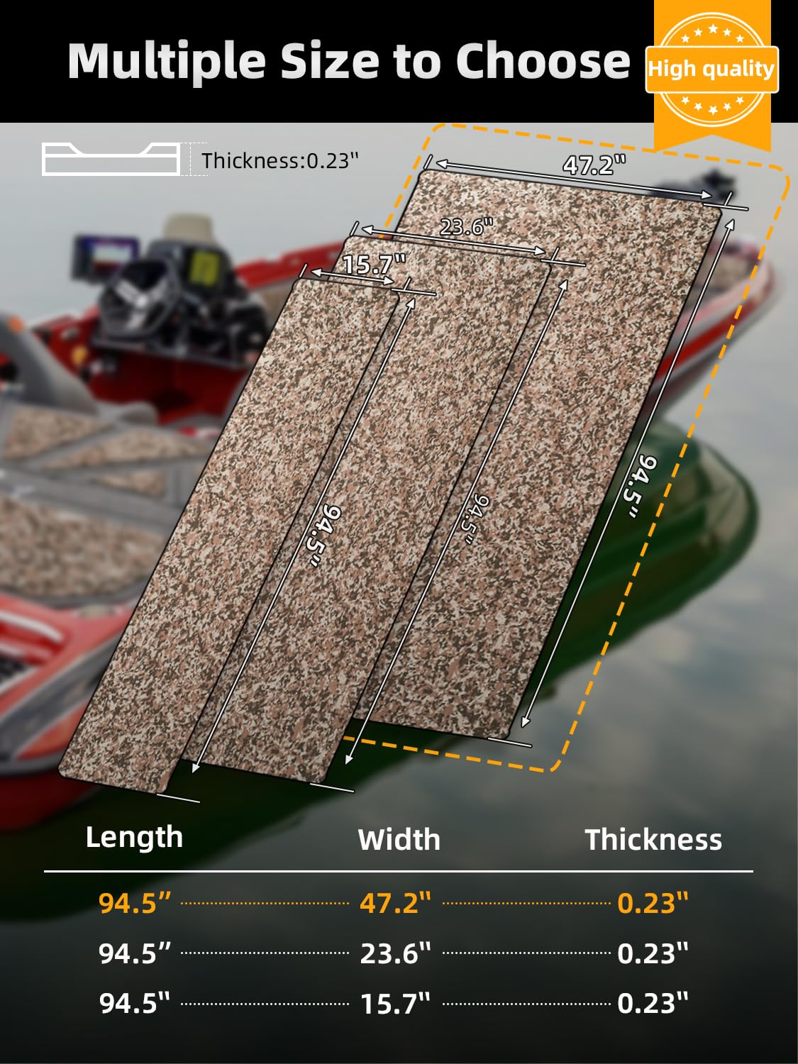 Premium EVA Foam Boat Decking - Non-Slip Marine Flooring Mats with Brushed Texture for Boats, Yachts, Kayaks & RVs (94.5