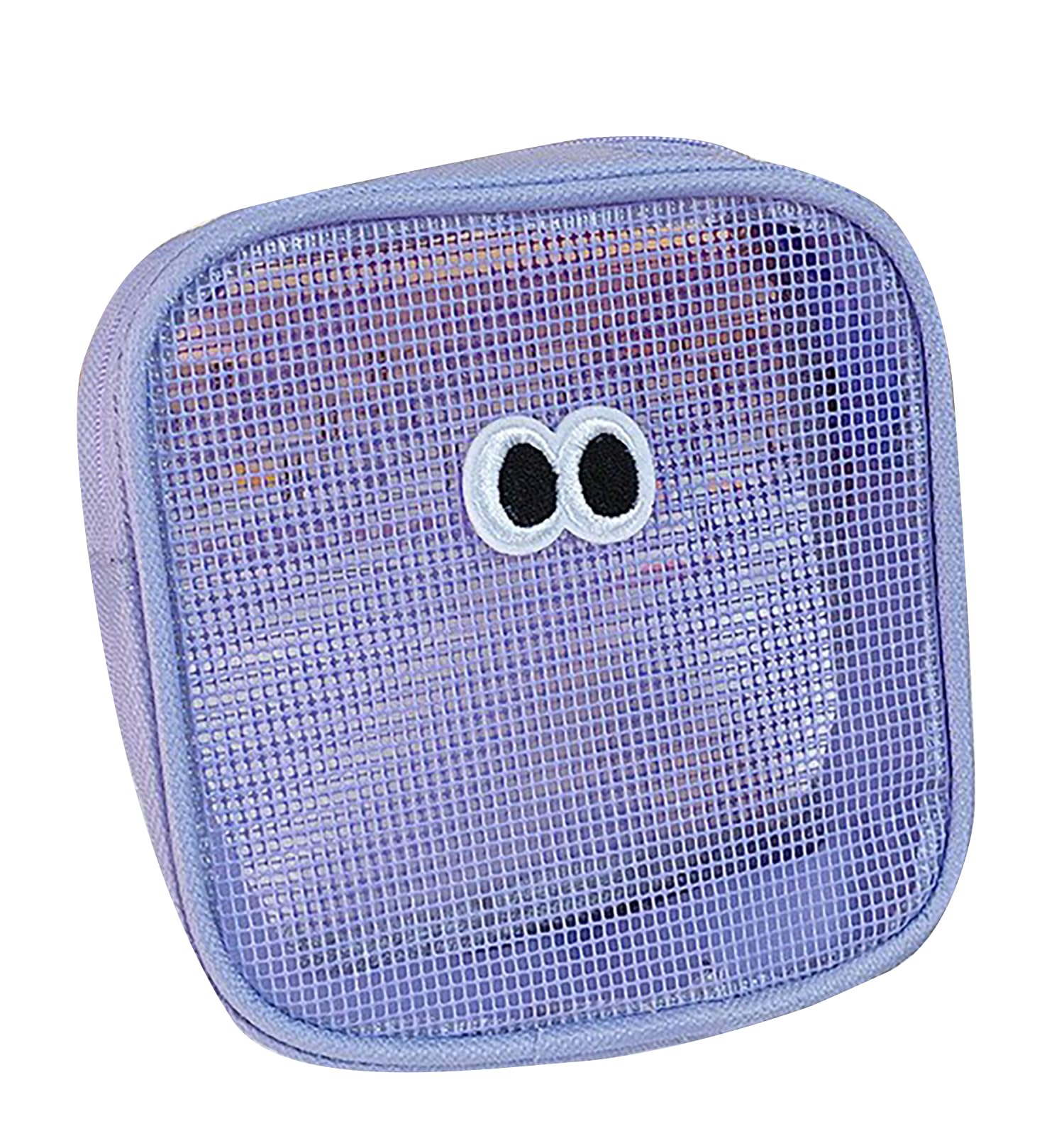 Quirky Cute Mesh Cosmetic Bag - Travel Makeup Organizer with Brush & Lipstick Storage - Purple Toiletry Pouch for Women | Perfect for Gym, Vacation & Daily Essentials Organization