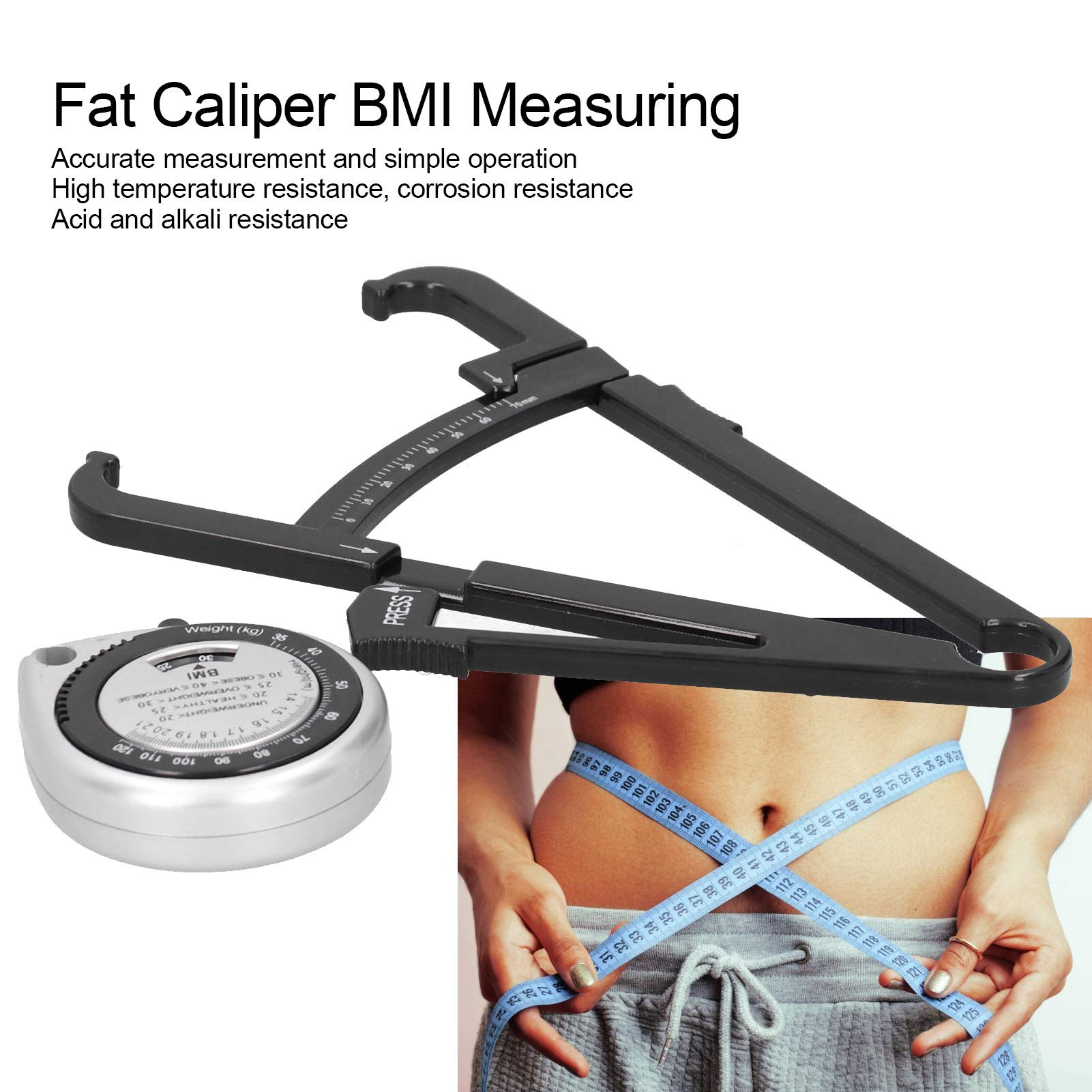 Professional Body Fat Caliper & Measuring Tape Set - Accurate BMI Skinfold Measurement Tool for Fitness, Weight Loss, and Health Tracking | Perfect for Home Gym, Personal Trainers, and Health Enthusiasts