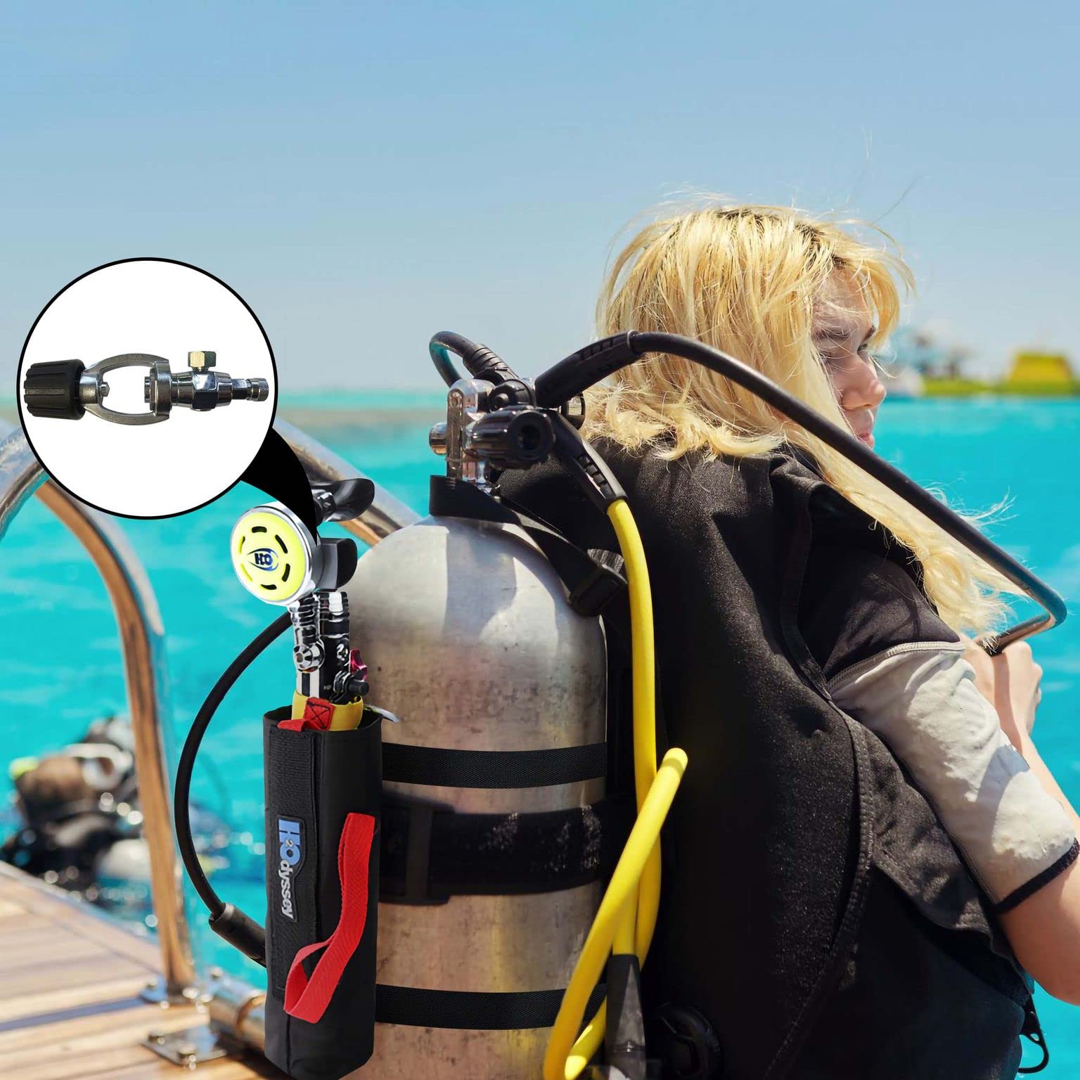 H2Odyssey Extra Air Source 2 Scuba Diving Regulator with 6 cu ft Tank - Yoke Valve for Underwater Breathing - Perfect for Recreational Diving, Snorkeling, and Emergency Backup Air Supply