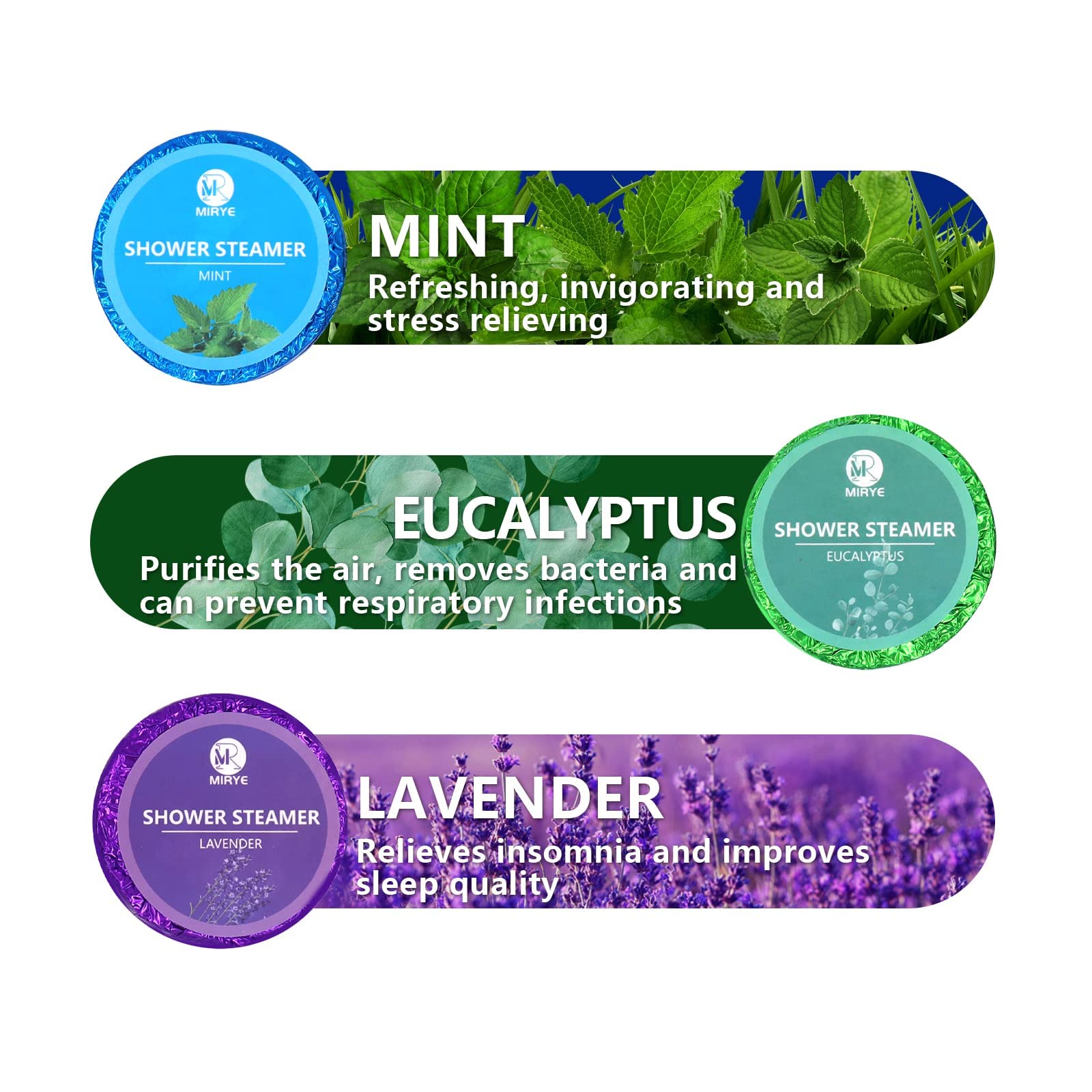 Organic Aromatherapy Shower Steamers - 18-Pack Eucalyptus Lavender Mint Essential Oil Shower Bombs for Stress Relief & Relaxation | Perfect Self-Care Gift for Women, Men, Mom - Ideal for Bath Time, Spa Day & Mother's Day Gifts