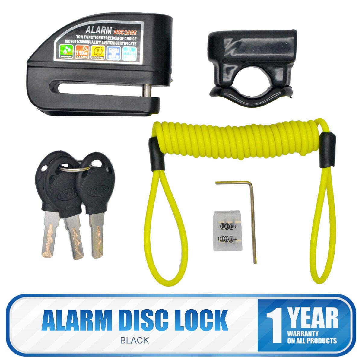 110dB Motorcycle Disc Lock Alarm - Anti-Theft Brake Lock with Loud Security Alarm for Bikes | Perfect for Parking, Travel & Nighttime Protection