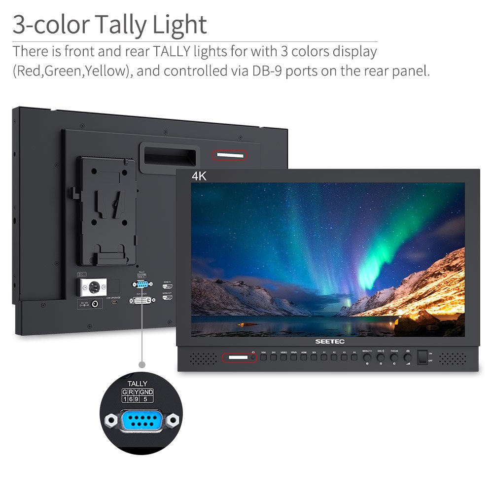 SEETEC P173-9HSD 17.3 Inch Full HD 1920x1080 LCD Monitor with 3G-SDI/HDMI/AV/YPbPr Inputs - Professional Broadcast Video Monitoring for Studio, Live Production & CCTV Surveillance