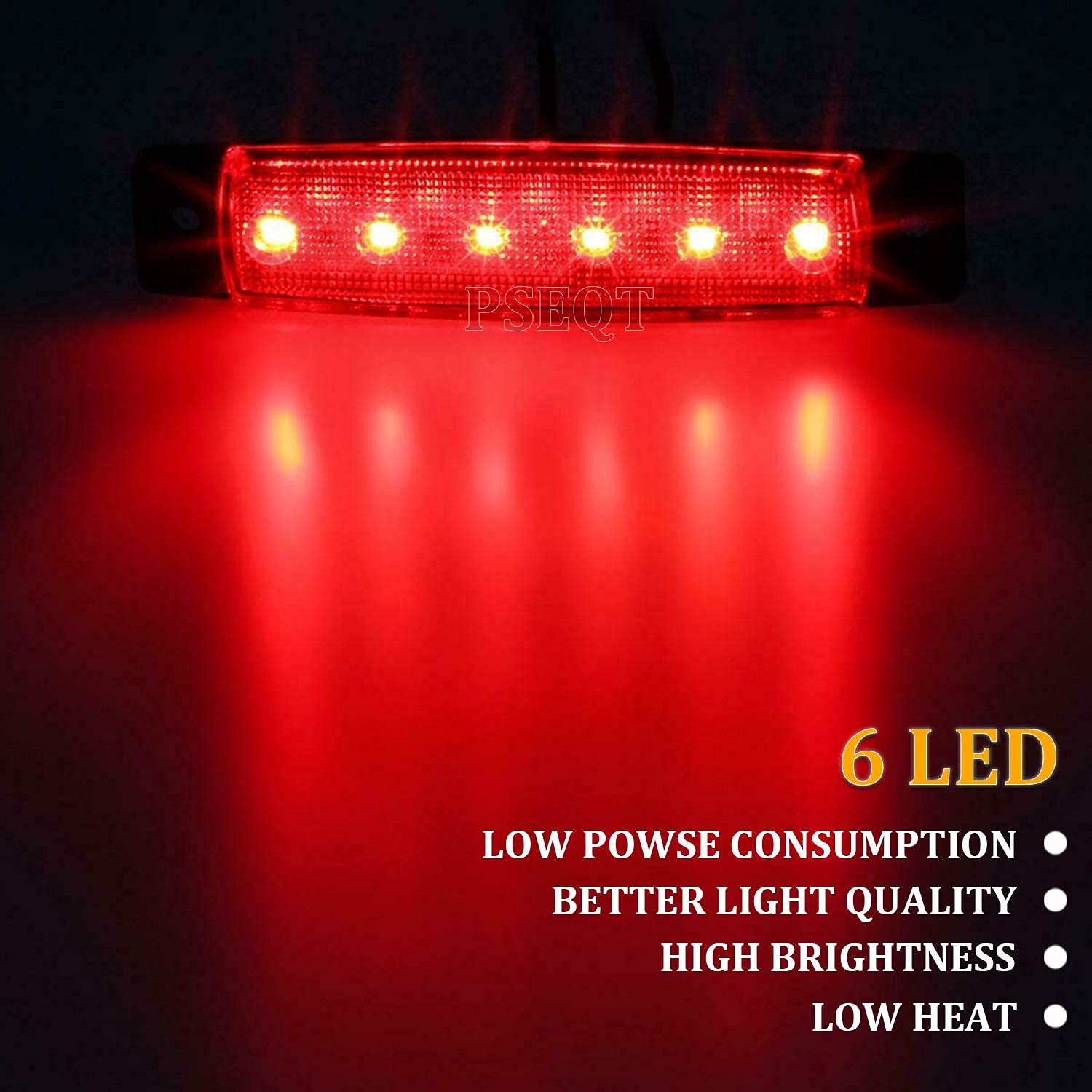PSEQT 10 Inch Red LED Trailer Tail Lights (2Pcs) & 3.9 Inch Red LED Rock Light Underglow Grille Fender Strip Lights (10Pcs) - Perfect for Trucks, Trailers, Off-Road Vehicles & Custom Car Lighting