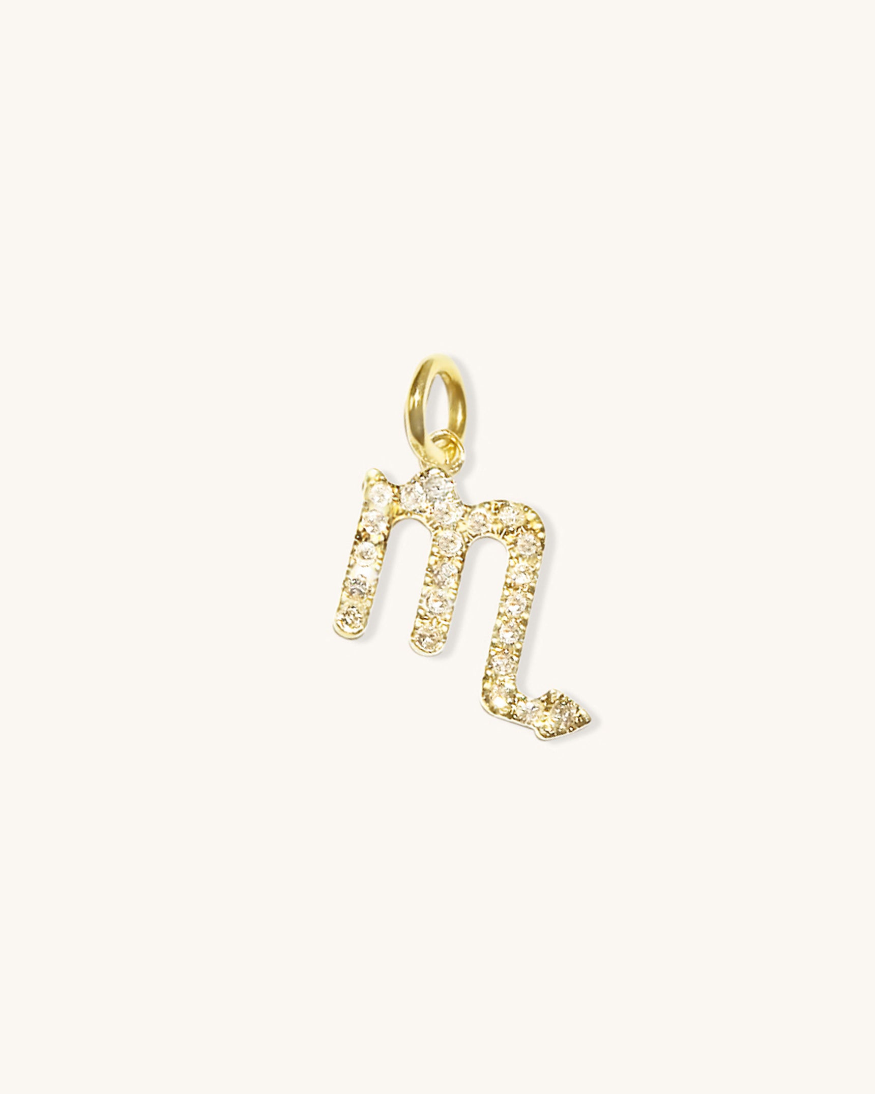 12K Gold Diamond Zodiac Charm Pendant Necklace - Perfect for Birthdays, Anniversaries & Personalized Gifts | Aries, Taurus, Gemini, Leo, Virgo, Libra, Scorpio, Sagittarius, Capricorn, Aquarius, Pisces
