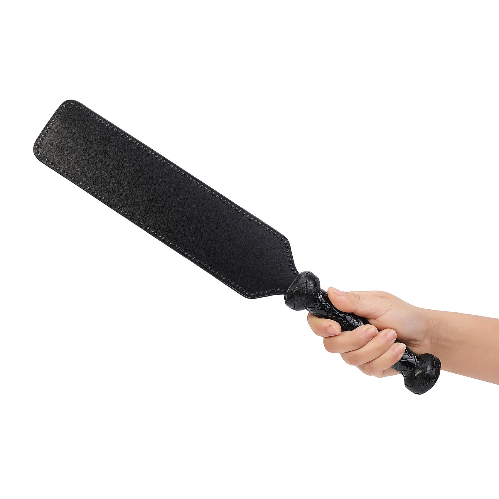 Premium Faux Crocodile Leather Spanking Paddle - 16.3 Inch BDSM Toy for Adults, Black Faux Leather Bondage Paddle Set - Perfect for Couples Play, Spanking Games & Sensual BDSM Scenes