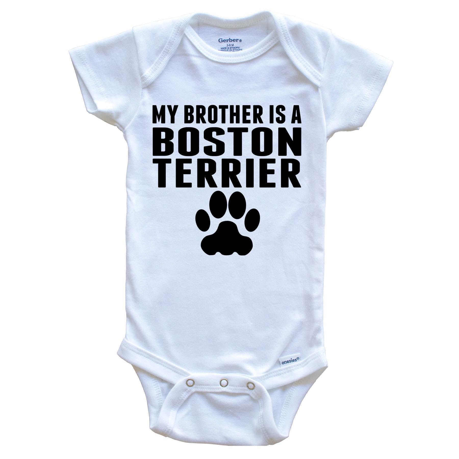 My Brother is a Boston Terrier Onesie - Adorable Dog-Themed Baby Bodysuit for Newborns & Infants | Perfect for Family Photos, Pet Lovers & Cute Outfits