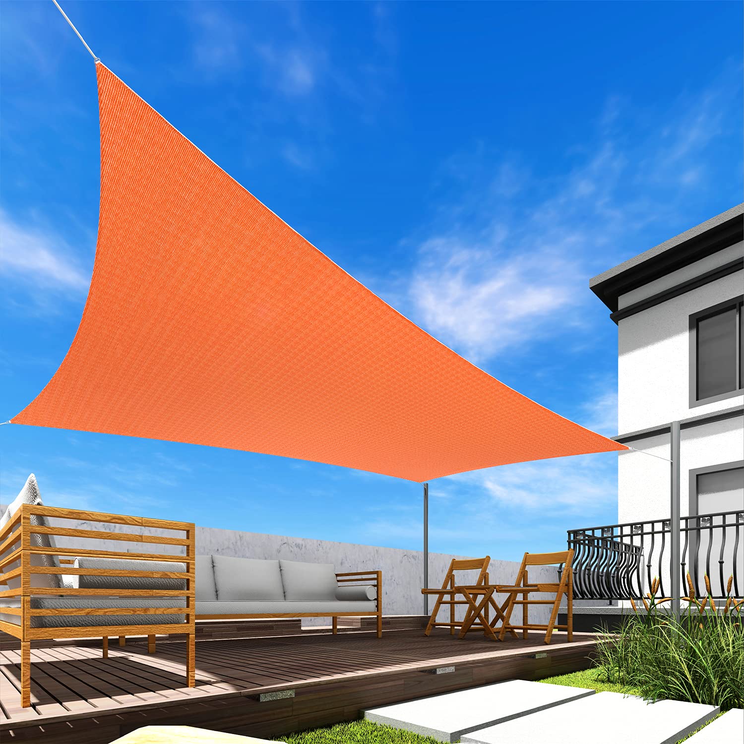 Windscreen4less Orange Sun Shade Sail 3' x 16' Rectangle - UV Blocking Permeable Fabric for Patio, Backyard & Outdoor Spaces - Customizable Size - Perfect for Poolside, Garden, and Deck Protection