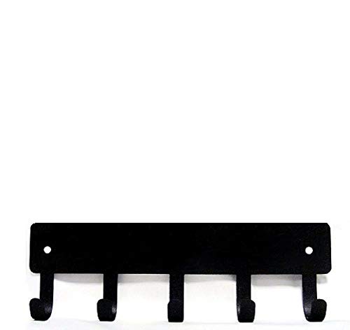 9 Inch Plain Key Holder & Sports Medal Hanger - 5 Hooks, Black | Wall Mount Organizer for Keys, Badges, Jewelry | Made in USA