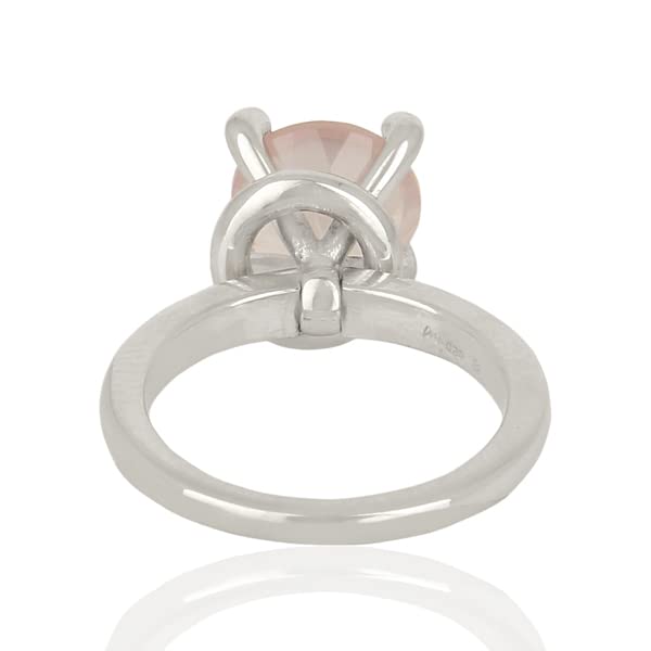 Rose Quartz & CZ Sterling Silver Ring for Women - 925 Solid Silver, Elegant Gift for Mom, Anniversary, Birthday, Wedding & Christmas - Perfect for Daily Wear, Date Nights & Special Occasions (Rose Quartz, White Rhodium, Size 10.5)