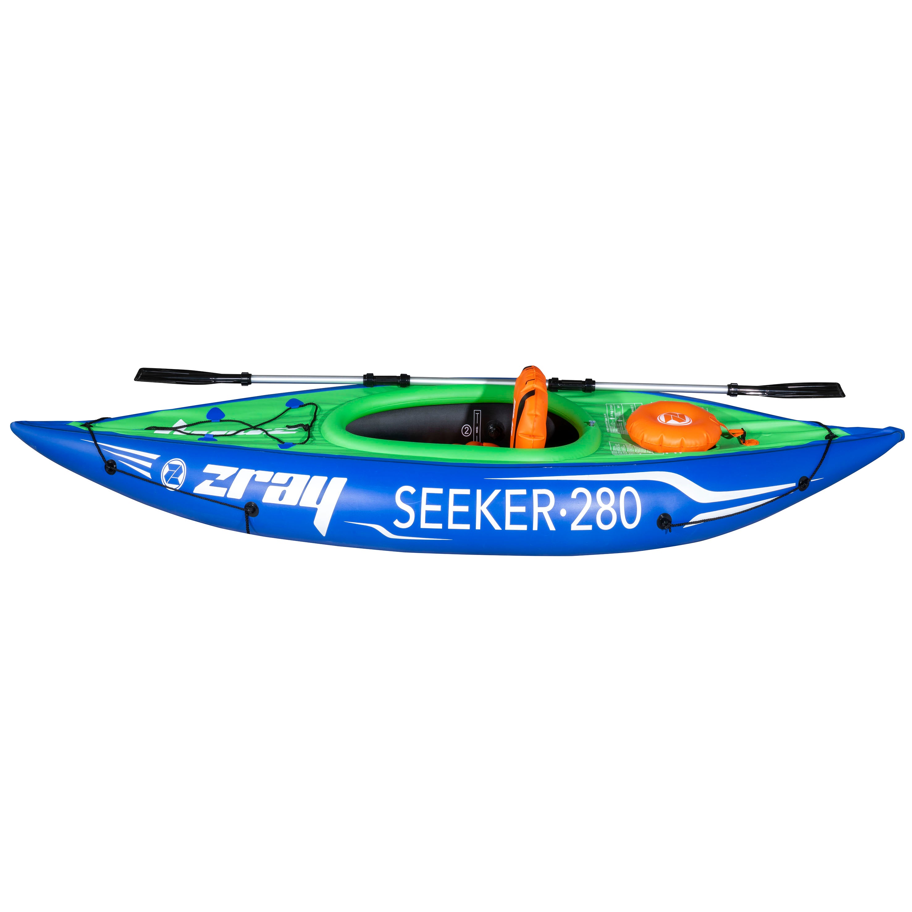 Inflatable One Person Kayak Canoe Set with Pump & Aluminum Paddle - Portable Blue Green Kayak for Adults - Perfect for Lakes, Rivers & Recreational Water Sports (Model DL154)