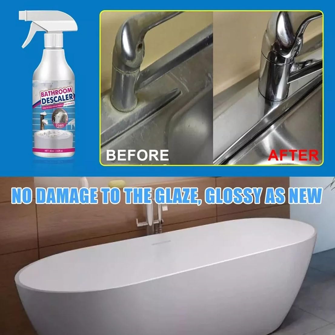 **Acssart Powerful Bathroom Descaler & Cleaner - All-Purpose Foam Spray for Stubborn Stains, Limescale & Soap Scum (2 Pack) - Ideal for Showers, Sinks, Tiles & Bathtubs**