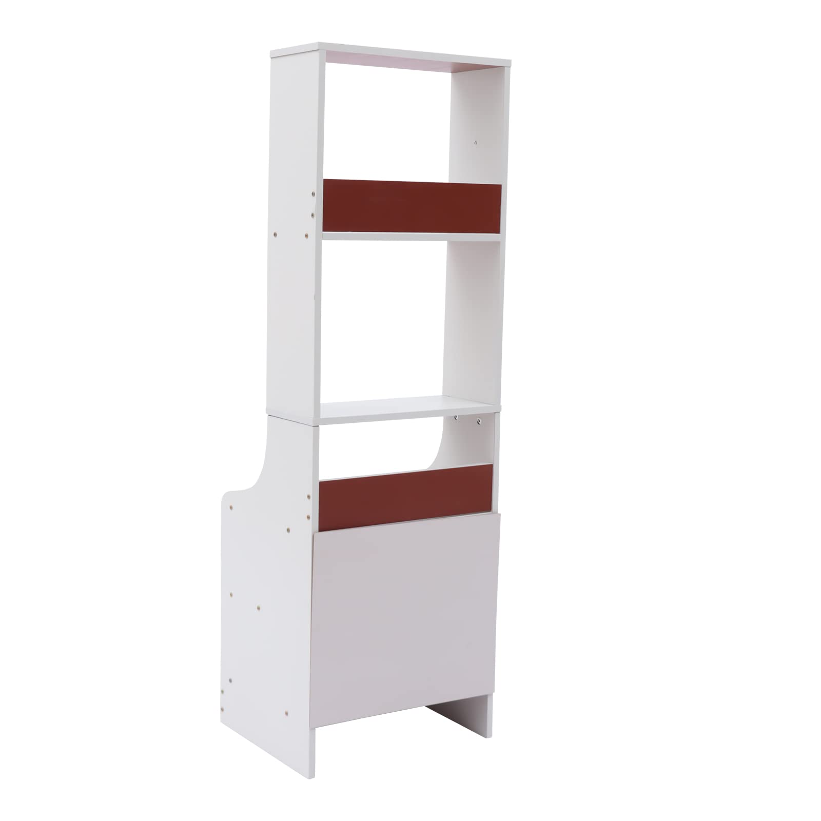 Eapmic 2 Drawer Dresser with Top Cabinet & Open Shelf - White 3-Tier Nightstand, End Table & Bedside Storage for Bedroom, Living Room & Home Office Organization