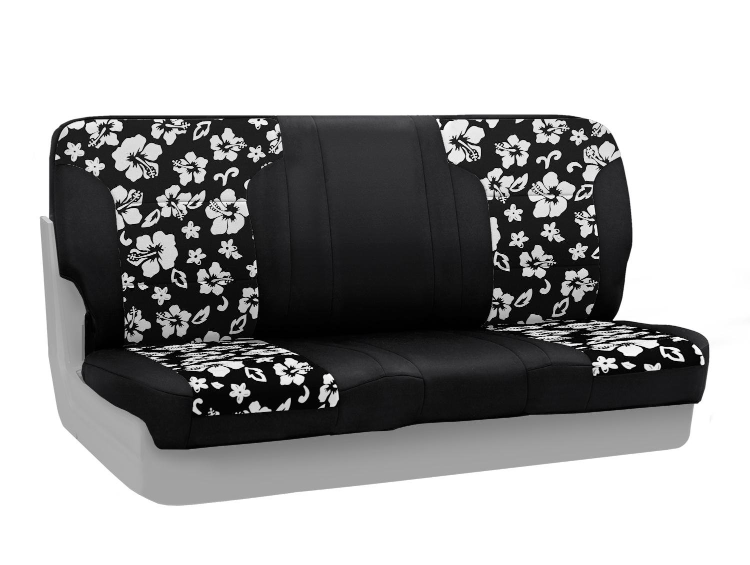 Coverking Custom Fit Neoprene Rear Bench Seat Cover for Jeep Wrangler (Hawaiian Black/Black Sides) - Waterproof & Durable Protection for Off-Road Adventures, Camping & Daily Driving