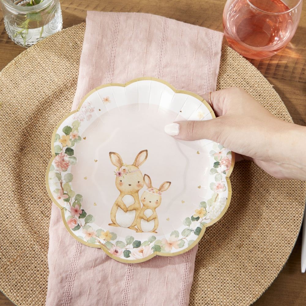 Pink Woodland Baby 62-Piece Party Tableware Set for 16 Guests | Disposable Plates, Cups & Cutlery | Perfect for Baby Showers, Birthday Parties & Themed Events
