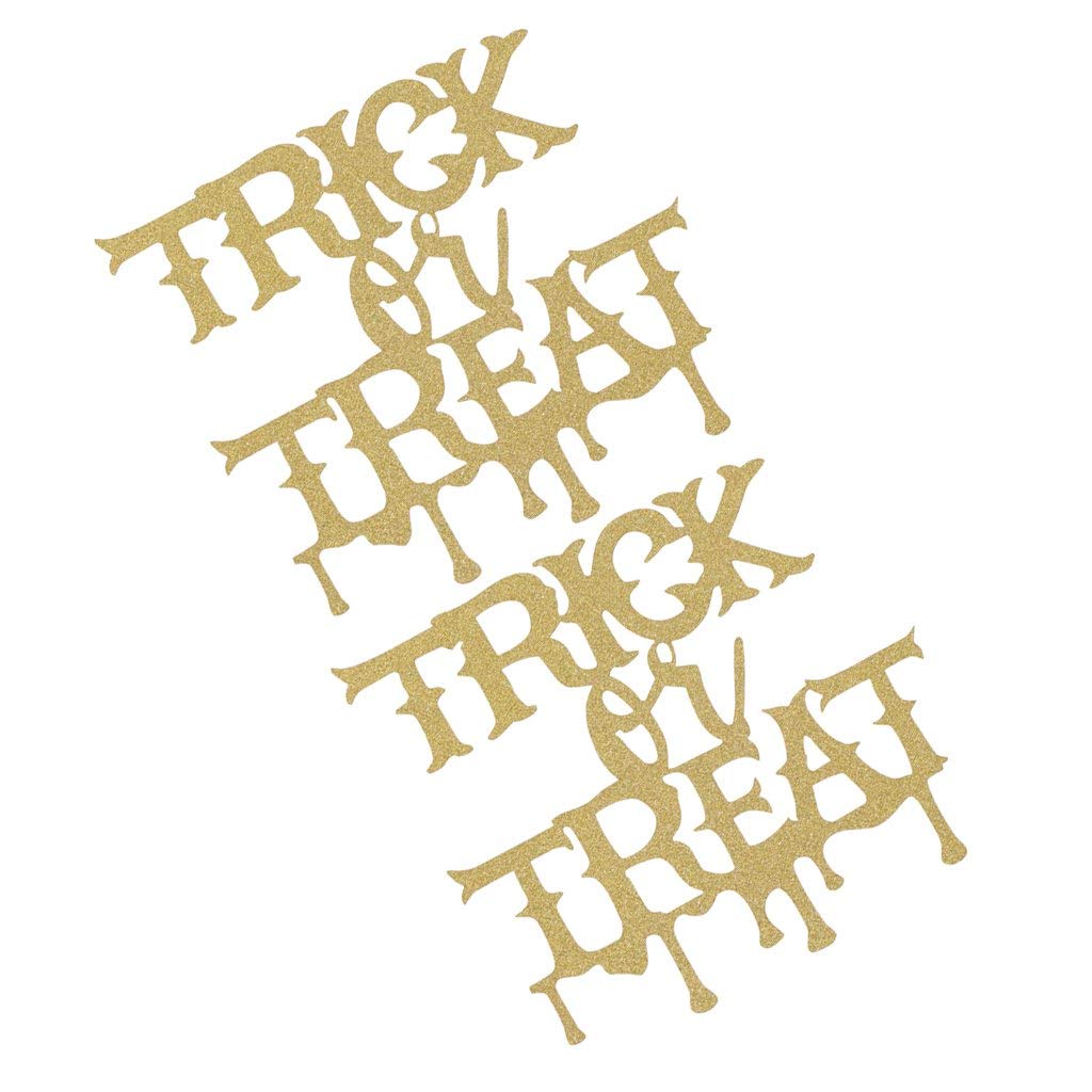 20pcs Halloween Cake Toppers - Gold TRICK or TREAT Cupcake Decorations for Halloween Party, Birthday, Baby Shower | Spooky Table Decor, Dessert Toppers for Cakes, Cookies & Cupcakes