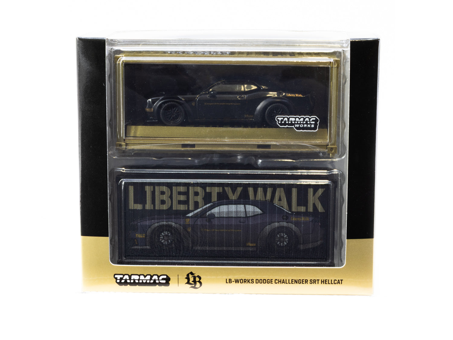 Tarmac Works 1/64 LB WORKS Dodge Challenger SRT Hellcat Black Metallic Diecast Model Car - Collectible Miniature Vehicle for Display & Racing Games - Perfect for Car Enthusiasts & Diecast Collectors