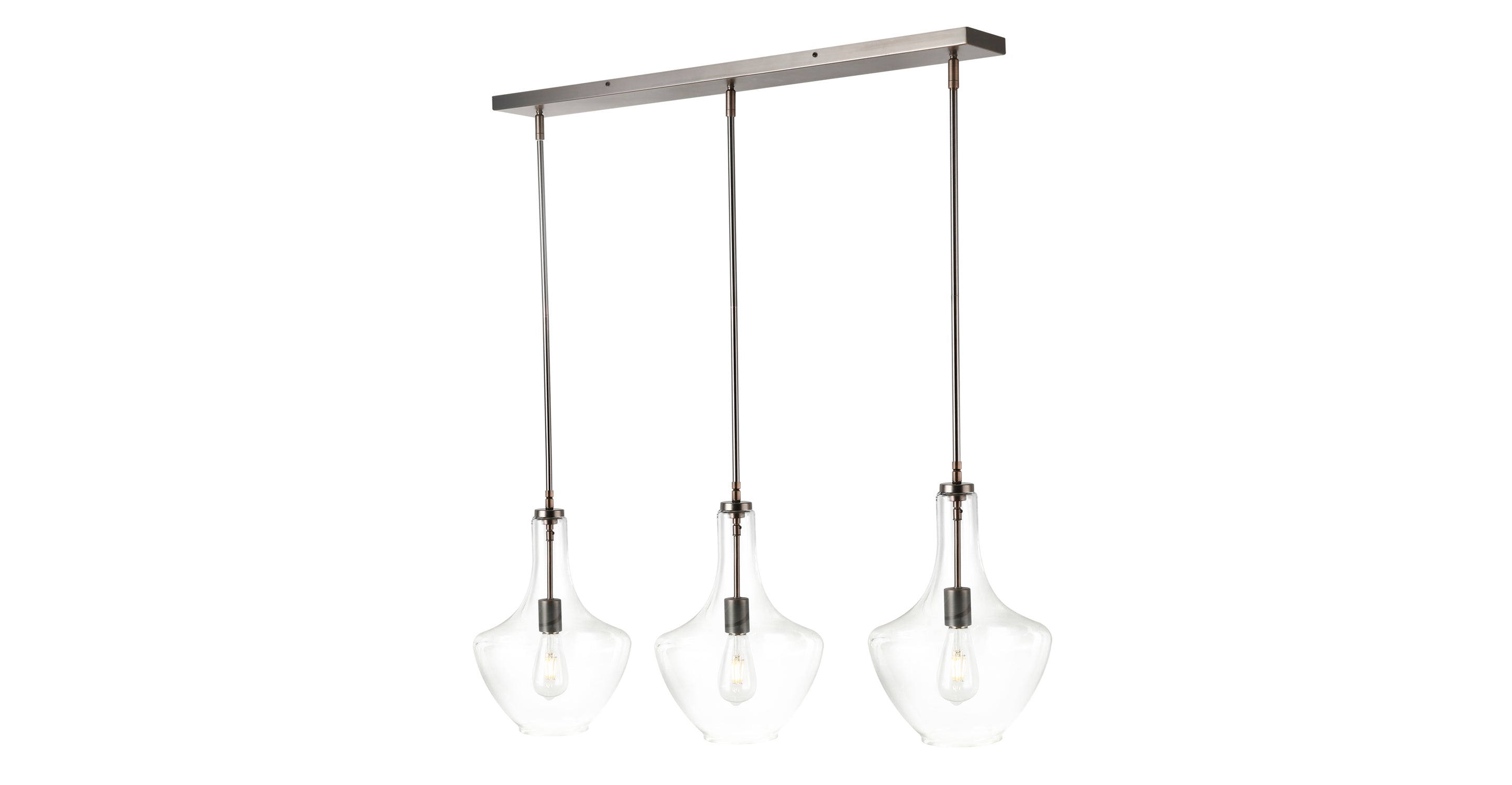 Modern 3-Light Pendant Island Lighting Fixture for Kitchen Dining Room - Brushed Nickel Finish, Adjustable Height, Dimmable LED Bulbs Included - Perfect for Home, Restaurant, and Cafe Decor