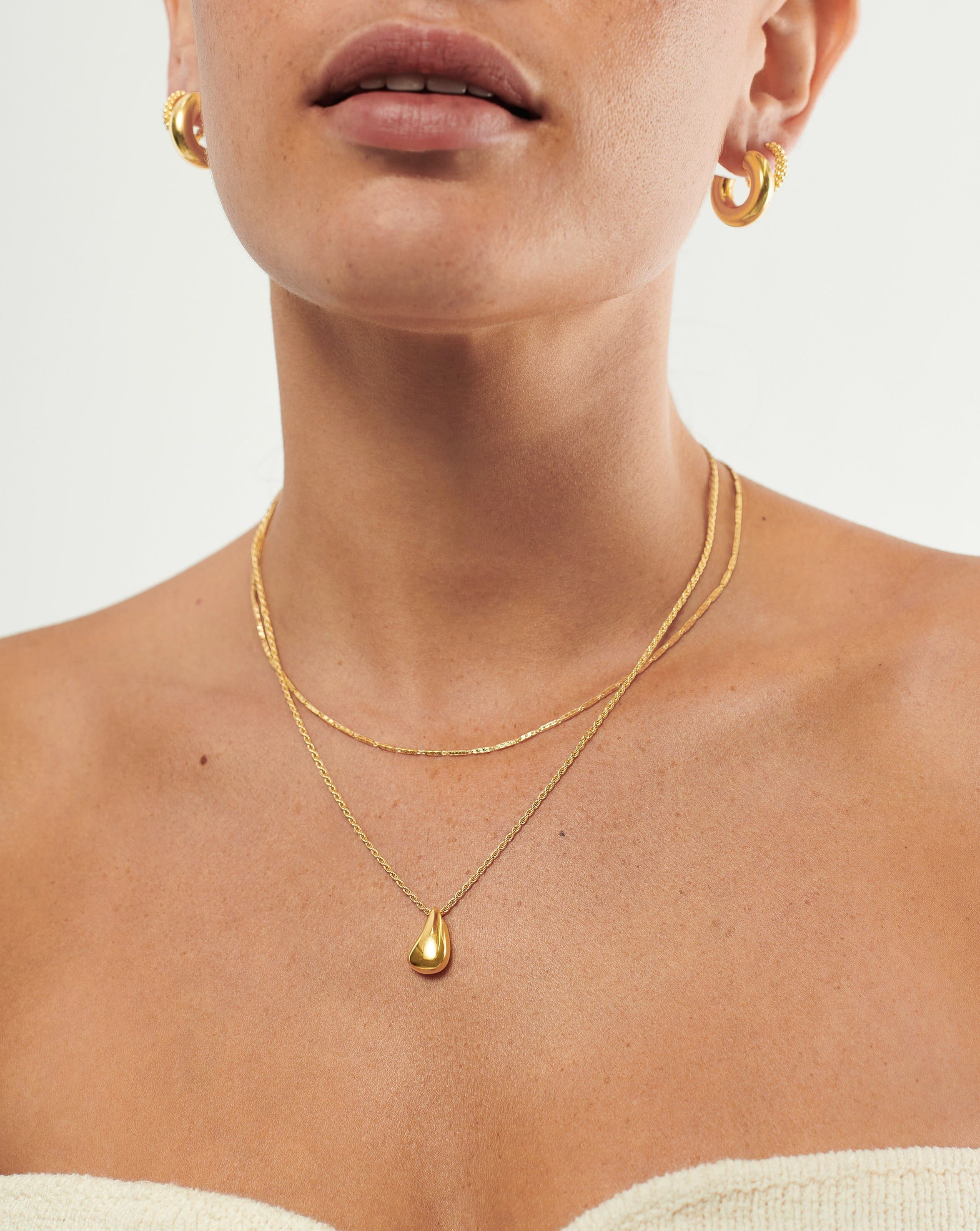 Savi Droplet Pendant Necklace Set - Elegant Layering Jewelry for Women, Dainty Gold & Silver Necklaces for Everyday Wear | Perfect for Date Night, Office, Wedding & Special Occasions