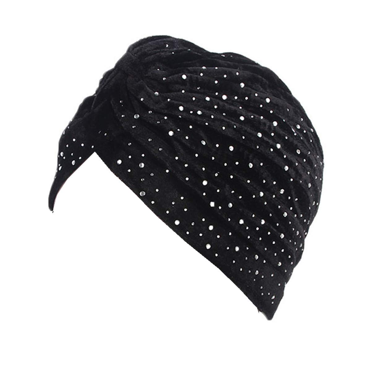Rhinestone Velvet Turban Headband - Stretchy Neon Twist Turban for Women, Chemo Hat, Hijab, Casual Wear - Perfect for Everyday Use, Cancer Recovery, and Special Occasions