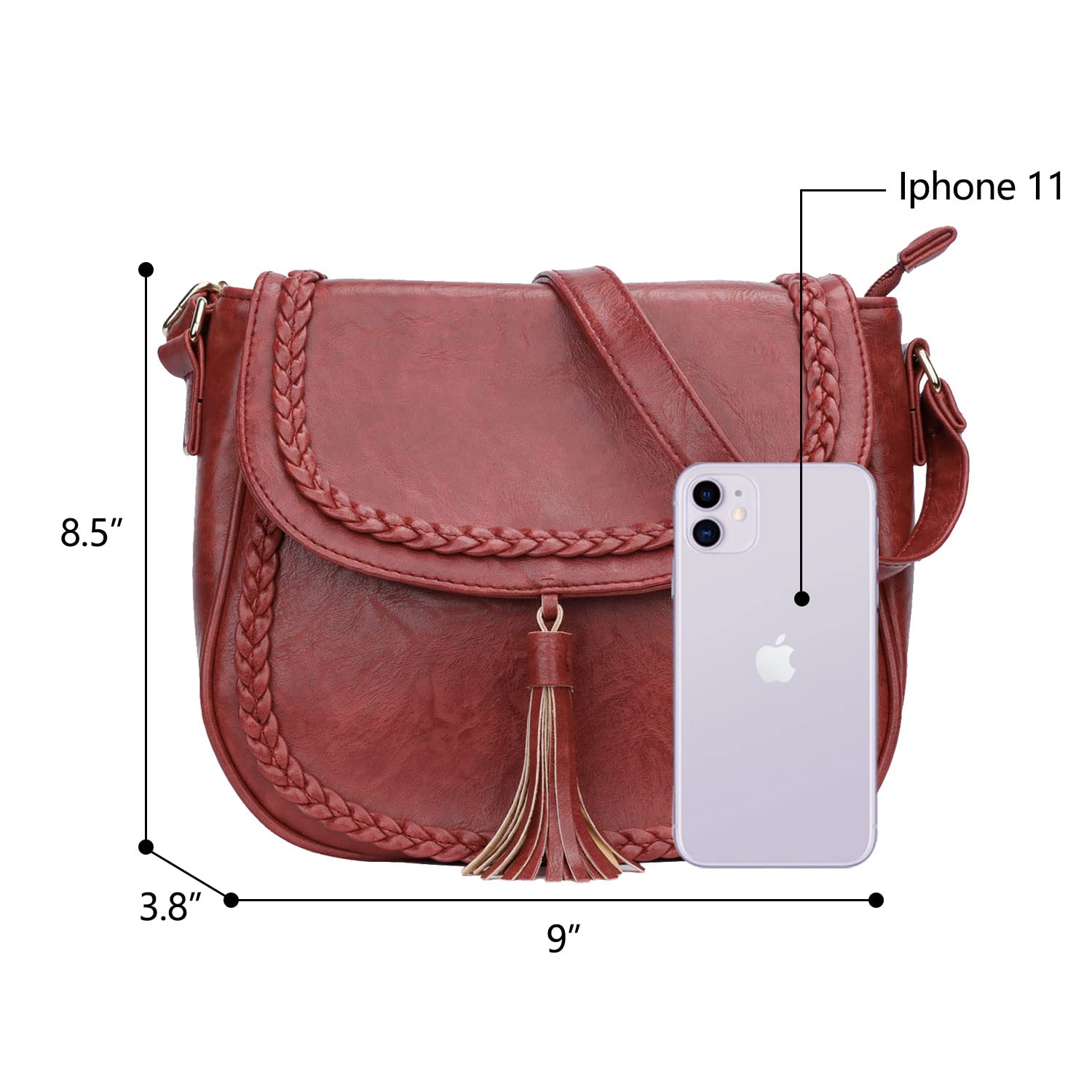 KKXIU Women's Casual Flap Saddle Crossbody Bag with Tassel - Stylish Purse & Handbag for Everyday Use, Shopping, Travel and Work