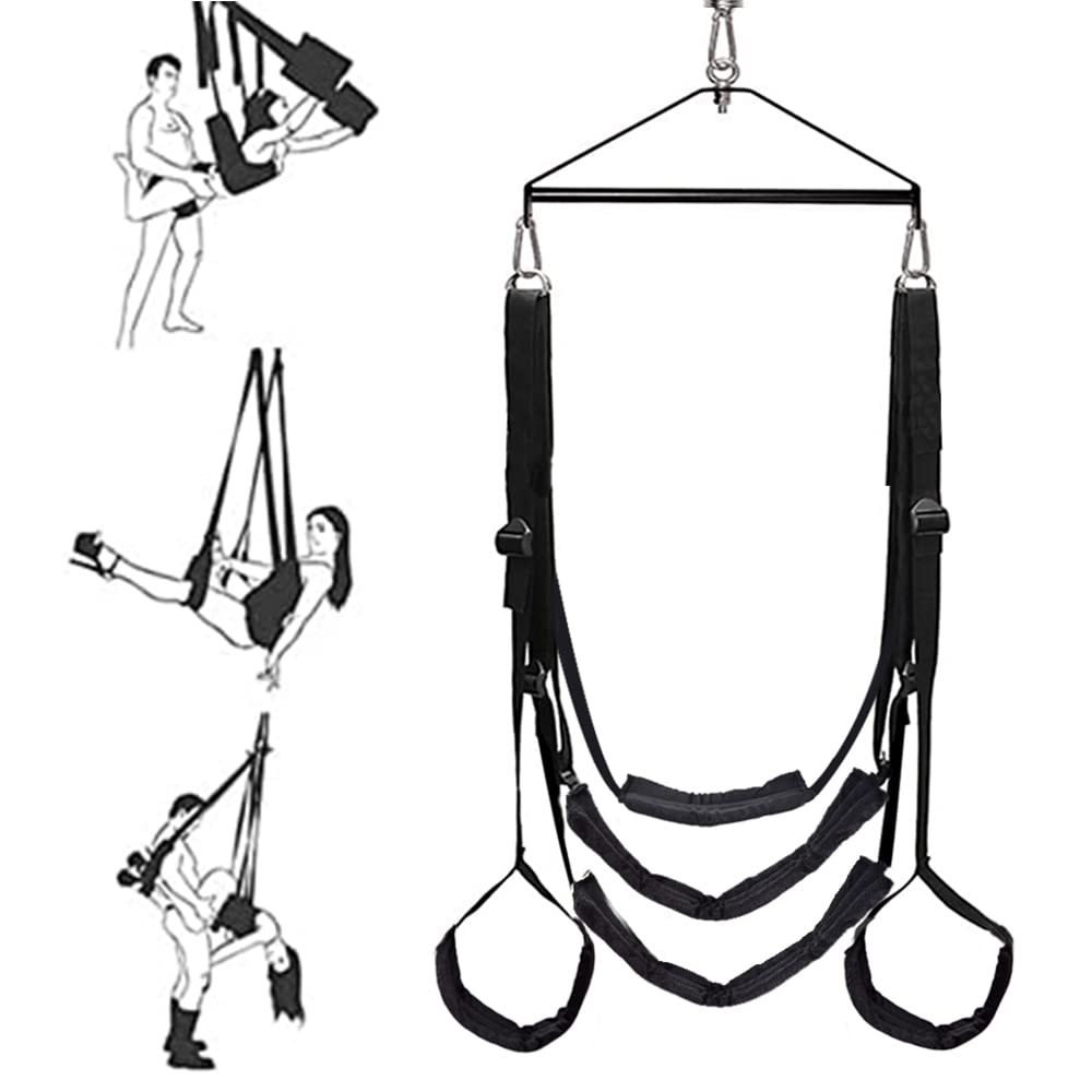 360 Degree Adjustable Ceiling Sex Swing for Couples - Heavy Duty 800LBS Capacity with Soft Straps - Adult Bondage Restraint Set for Bedroom, BDSM, Yoga & Spice Up Your Sex Life - Perfect for Home Use & Indoor Play