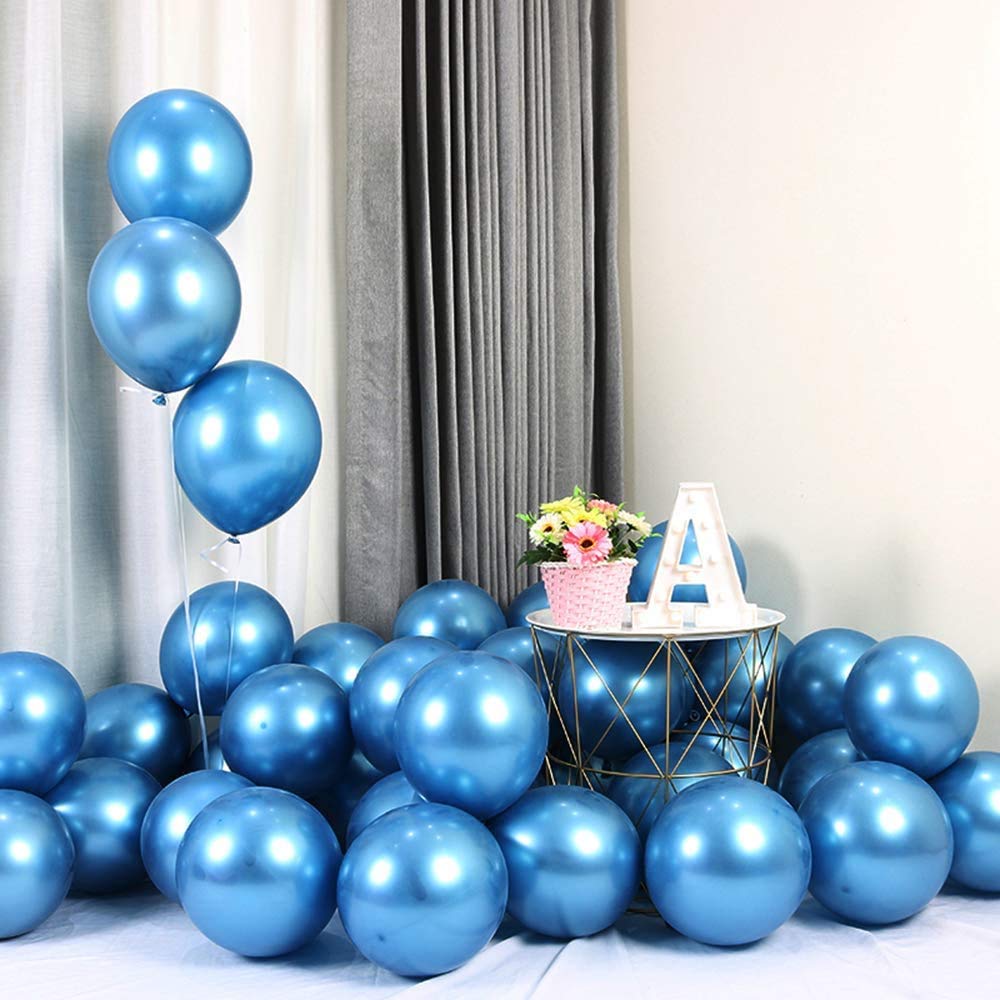 100pcs 5inch Blue Metallic Chrome Balloons - Thick & Shiny Party Balloons for Wedding, Graduation, Birthday, Baby Shower, Christmas & Valentine's Day Decorations - Perfect for Indoor & Outdoor Party Decor