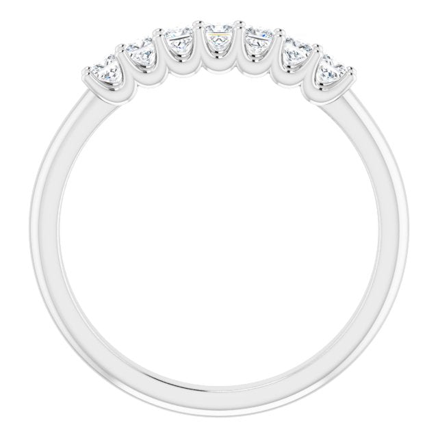 0.42 Carat Princess Cut Diamond Wedding Band - 7 Stone Anniversary Ring for Women - Elegant Bridal Jewelry Gift for Wife, Fiancee, Girlfriend - Perfect for Engagement, Proposal, Valentine's Day & Special Occasions