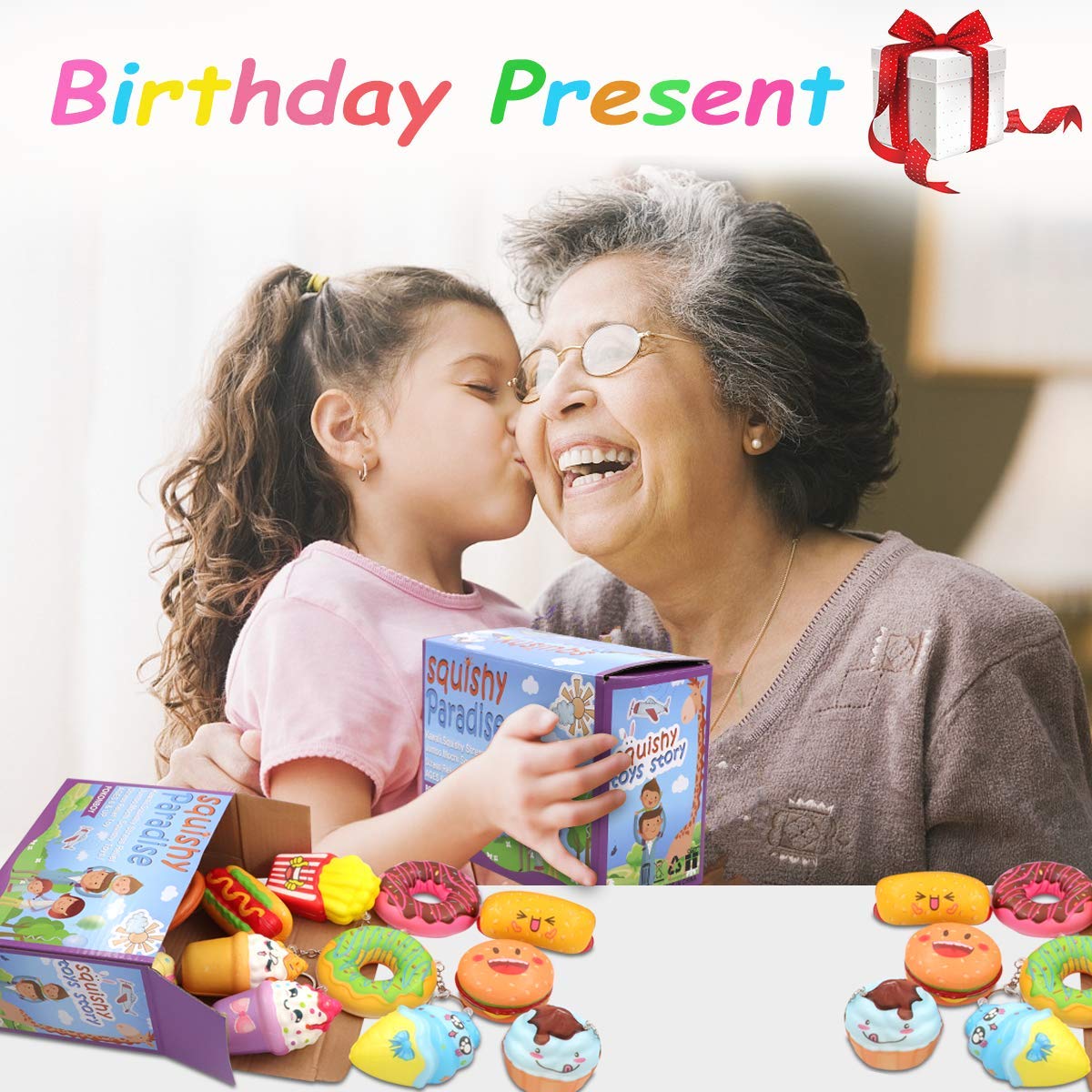 POKONBOY 14-Pack Squishy Donut Toys - Kawaii Stress Relief for Kids & Party Favors