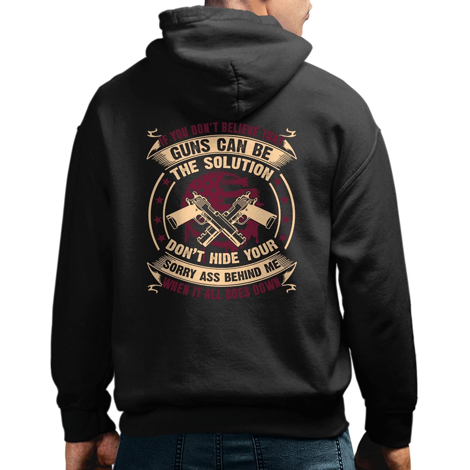 Gun Can Be The Solution Pullover Hoodie - Trendy Gun Print Hooded Sweatshirt for Men & Women | Perfect for Outdoor Activities, Casual Wear & Street Style