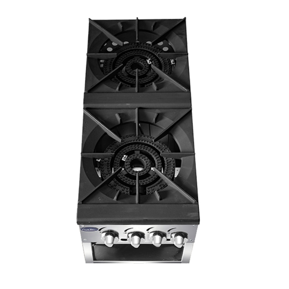 Atosa Commercial 2 Burner Stock Pot Range - 160,000 BTU Natural Gas Stove for Restaurants & Catering - Heavy Duty Cooking for Soups, Stews & Large Batch Meals
