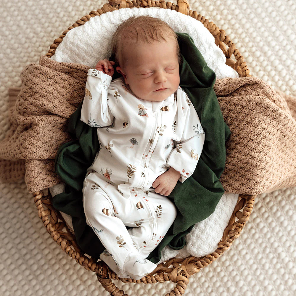 Organic Baby Sleepsuit with Zip - Snuggle Hunny Garden Friends Footie Pajamas for Cozy Nights & Playtime