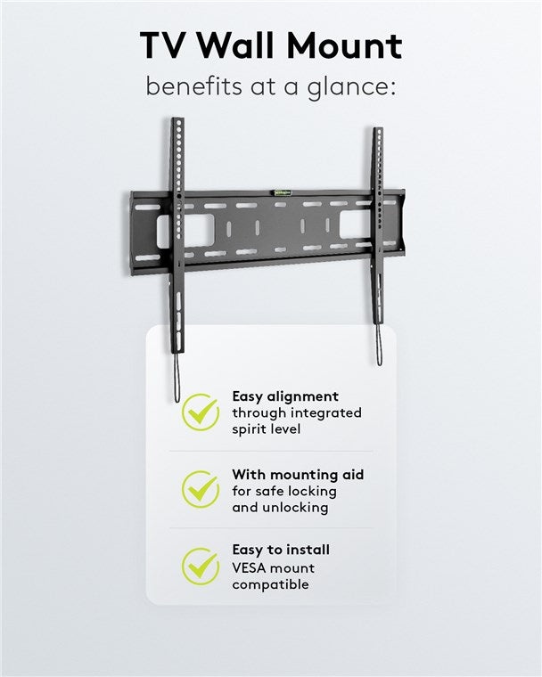 GOOBAY TV Wall Mount Bracket for 37-70 Inch Flat Screen TVs - Fixed Low Profile Mount for Living Room, Bedroom, Office (Black)