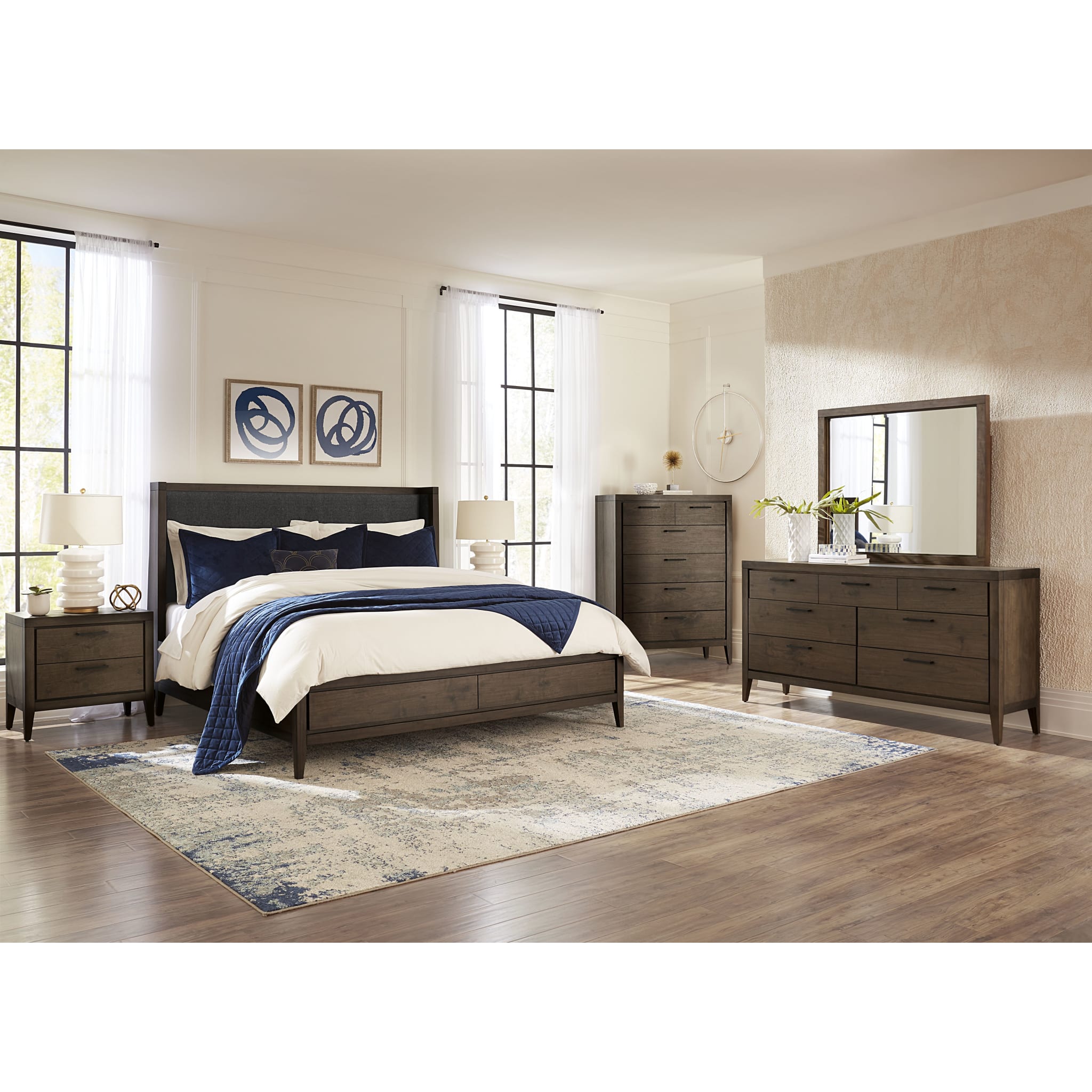 Boracay Upholstered Wingback Storage Bed Frame - Wild Oats Brown Queen Size | Modern Platform Bed with Headboard & Underbed Storage | Perfect for Small Bedrooms, Guest Rooms & Studio Apartments