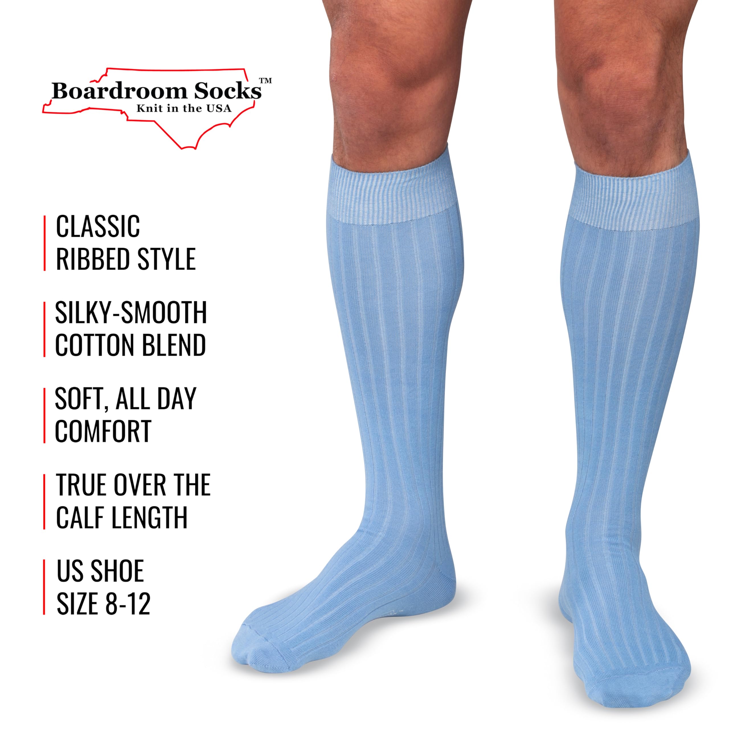 Premium Cotton Dress Socks for Men - Knee High Over The Calf Formal Socks | Breathable & Comfortable Business & Wedding Attire Socks by Boardroom Socks | Perfect for Office, Formal Events & Professional Wear