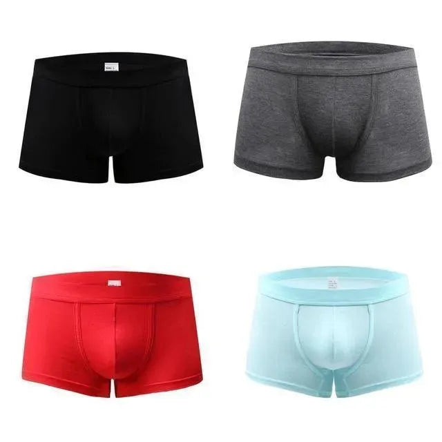 Premium Men's Cotton Boxer Shorts 4-Pack - Soft Breathable Underwear for Everyday Comfort & Lounge Wear