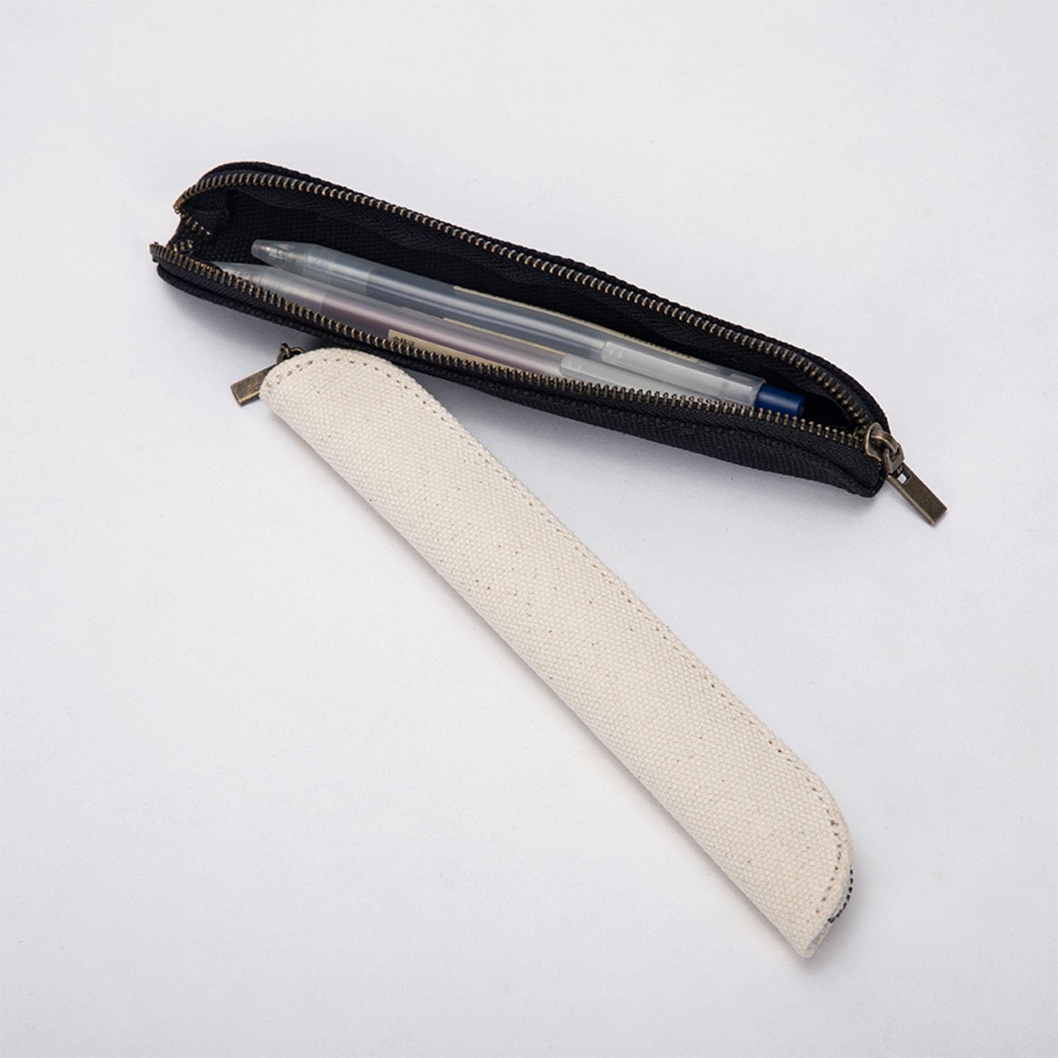 Simple Mini Canvas Pencil Case for Apple Pencil - Pure Color Makeup Pouch & Pen Organizer (Beige, Small) - Perfect for School, Office & Travel Accessories